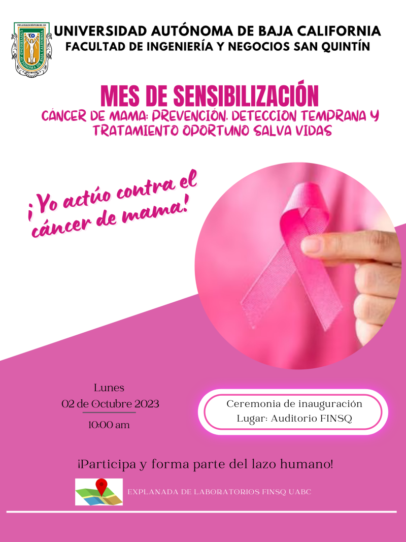 Mes de sensibilización del cáncer de mama, prevención, detección temprana y tratamiento oportuno 